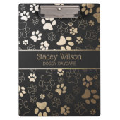 Goud en houtskool paw print patroon klembord (Voorkant)