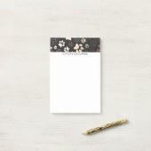Goud en houtskool paw print patroon post-it® notes (Op bureau)