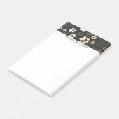 Goud en houtskool paw print patroon post-it® notes (Schuin)