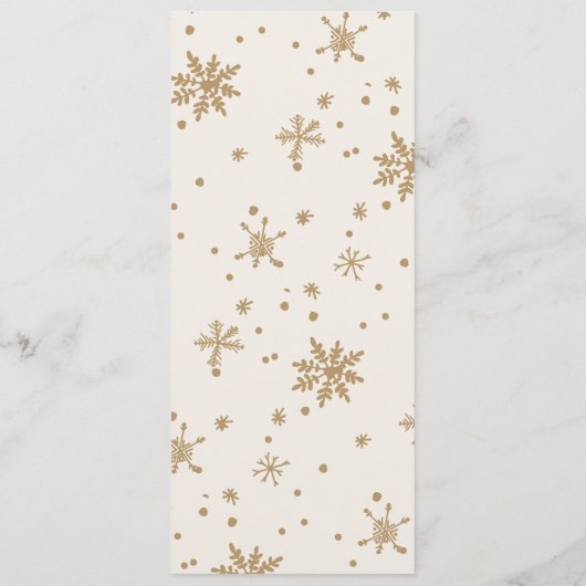 Goud en Ivoor Sneeuwvlok Kerstdiner Menu (Achterkant)