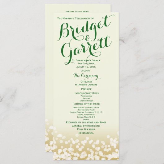 Goud en Ivoor Twinkle Lights Programma (Voorkant / Achterkant)