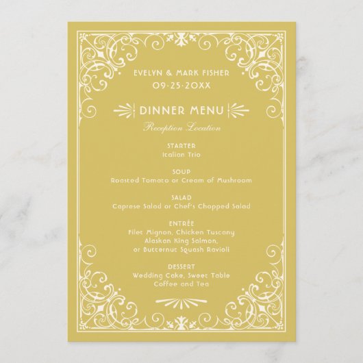  goud en ivoren kunst Deco Wedding Menu (Voorkant)