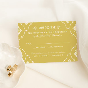 goud en ivoren kunst Deco Wedding RSVP Kaartje