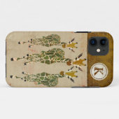 Goud en Jade Giraffes Damask Monogram iPhone Case (Achterkant (horizontaal))