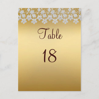 Goud en kant Trouwtafel Nummer Kaart