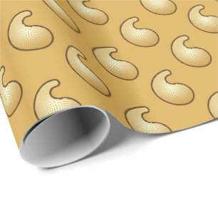 Goud en karamelbruine paisley cadeaupapier