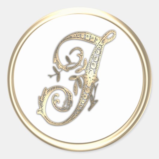 Goud en kleurenmonogram J Ronde Sticker (Voorkant)