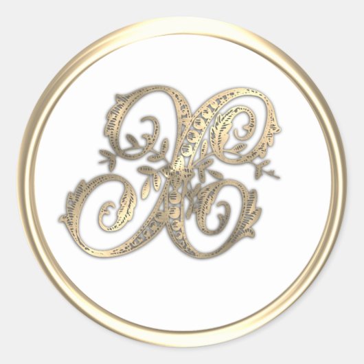 Goud en kleurenmonogram X Ronde Sticker (Voorkant)