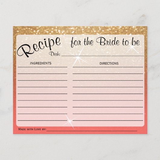 Goud en koraalbruid om Kaart te ontvangen (Voorkant)