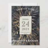 Goud en leisteen grijs Bespaar onze datum Kaart (Voorkant)