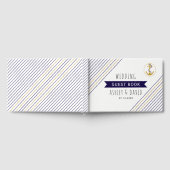 Goud en marine anker strepen nautische bruiloft gastenboek (Volledig)