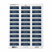 Goud en marineblauw Elegant gebladerte Etiket (Full Sheet)
