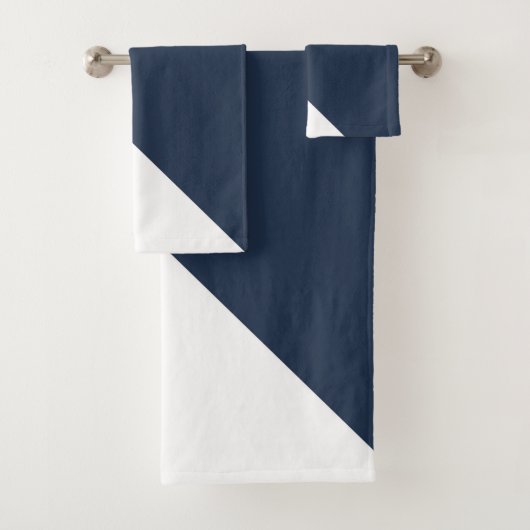 Goud en marineblauw en wit geometrisch #1 bad handdoek (Insitu)