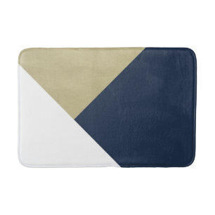 Goud en marineblauw en wit geometrisch #1 badmat