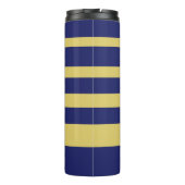 Goud en marineblauw gestreept thermosbeker (Achterkant)