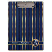Goud en marineblauw Stripes Klembord (Voorkant)