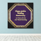 Goud en Marmer Happy Wedding Jubileum Canvas (Insitu (Houten vloer))
