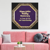 Goud en Marmer Happy Wedding Jubileum Canvas Afdruk (Insitu (Woonkamer))