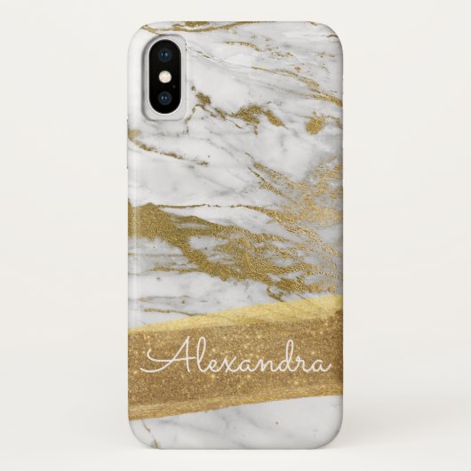 Goud en Marmer met Gouden Folie en Glitter Case-Mate iPhone Case (Achterkant)