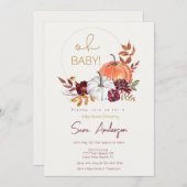 Goud en Maroon Pompoen Herfst Baby shower Kaart (Voorkant / Achterkant)