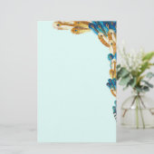 Goud en metaal Blauw Peacock Veer Grens Briefpapier (Staand voorkant)