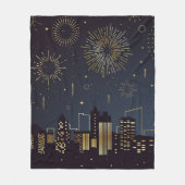 Goud en midderblauw landschap met vuurwerk fleece deken (Voorkant)