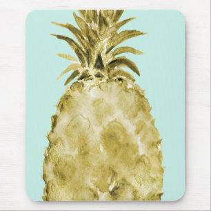Goud en mint Waterverf Ananas Muismat