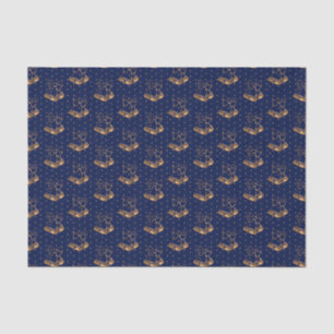 Goud en Navy Blue Kerstbellen Tissuepapier