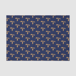 Goud en Navy Blue Kerstmis Holly Tissuepapier