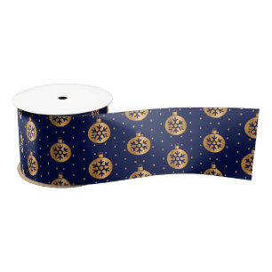 Goud en Navy Blue Kerstornamenten Lint