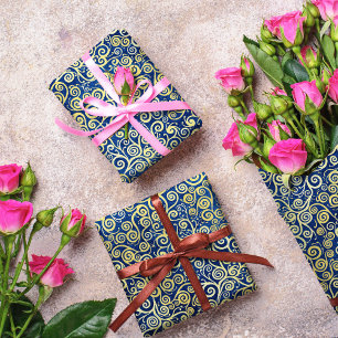  Goud en Navy Blue Luxe Abstract Patroon Cadeaupapier
