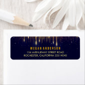 Goud en Navy String Lights Glitter Bruiloft Etiket (Insitu)