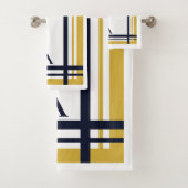 Goud en Navy Stripe gepersonaliseerd ontwerp Bad Handdoek (Insitu)