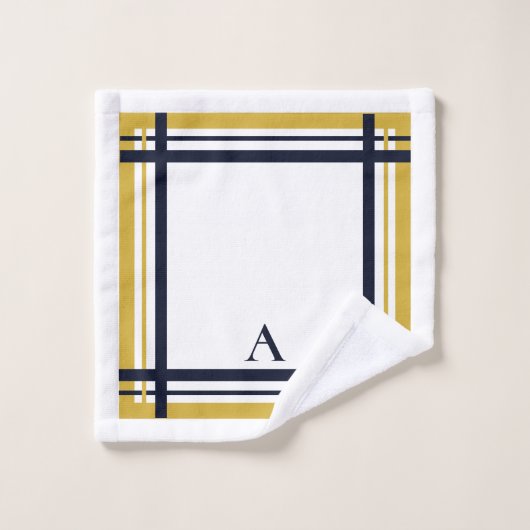 Goud en Navy Stripe gepersonaliseerd ontwerp Bad Handdoek (Wasdoekje)