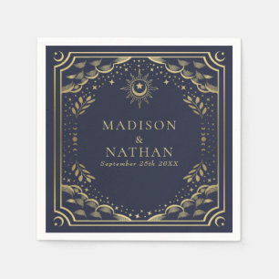 Goud en Navy Tarot Kaart Gotische bruiloft Servet