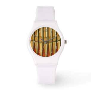 Goud en oranje horloge