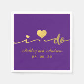 Goud en Paars doe ik | Trouwpapier servet (Voorkant)