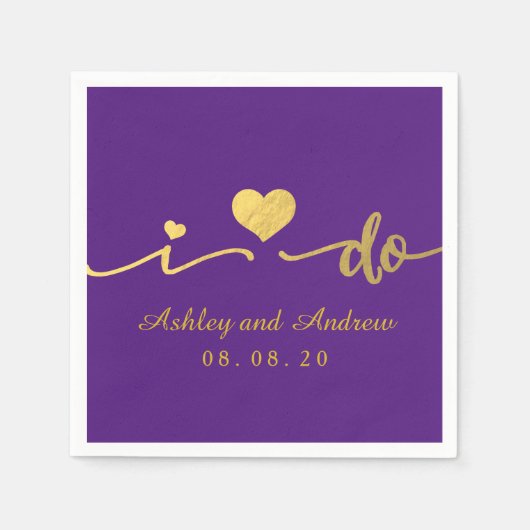 Goud en Paars doe ik | Trouwpapier servet (Voorkant)