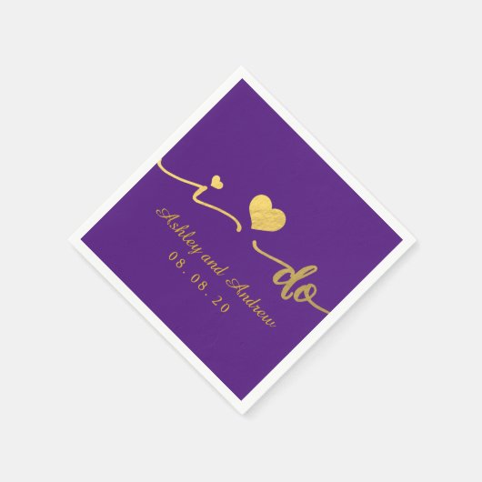 Goud en Paars doe ik | Trouwpapier servet (Hoek)