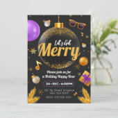 Goud en Paars Laten we Kerstmis leuk maken Kaart (Staand voorkant)