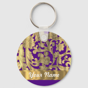 Goud en paars vocht sleutelhanger
