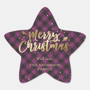 Goud en Paarse buffels met kerstmis Ster Sticker