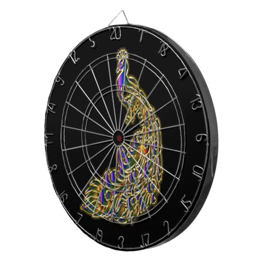 Goud en paarse pauw glimpelen helder dartbord (Voorkant Rechts)