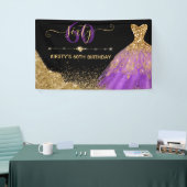 Goud en Paarse Waterverf - Birthday Spandoek (Beurs)