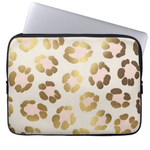 Goud en pastelroze luipaardprint chic dier laptop sleeve