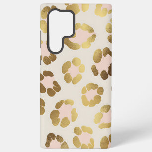 Goud en pastelroze luipaardprint chic dier samsung galaxy hoesje