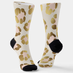 Goud en pastelroze luipaardprint chic dier sokken