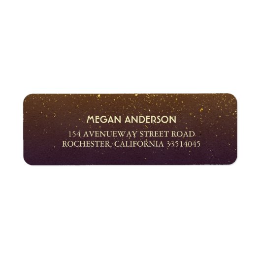 Goud en Plum Vintage bruiloft Etiket (Voorkant)