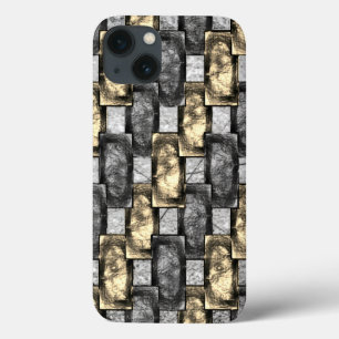 Goud en rechthoekig, gekleurd, grijs iPhone 13 hoesje