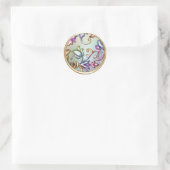 Goud en regenboogDamask Envelope Seal Ronde Sticker (Tas)